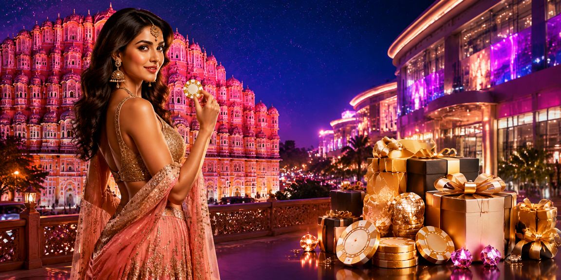 VIP player enjoying Rummy games amidst Jaipur's iconic Hawa Mahal backdrop